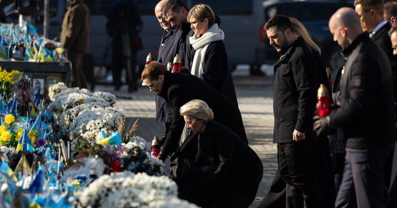 Подружжя Зеленських та іноземні лідери вшанували пам’ять загиблих захисників