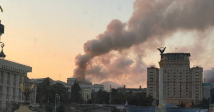 Обстріл Києва: у Печерському районі виникла пожежа в урядовій будівлі