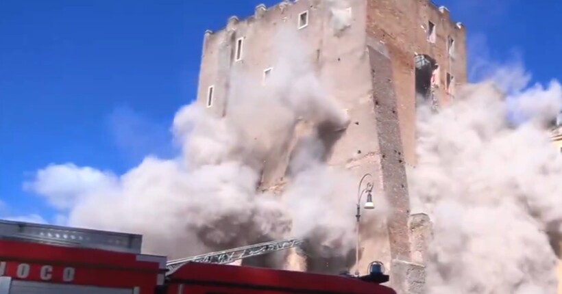 У Римі обвалилася середньовічна вежа біля Колізею: троє постраждалих (відео)