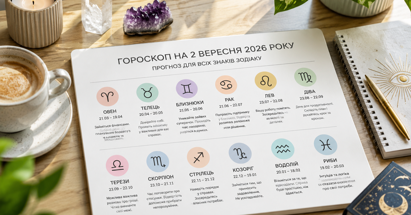 Гороскоп на 2 вересня 2026: кому вирішувати фінансові питання, а кому - проблеми у стосунках