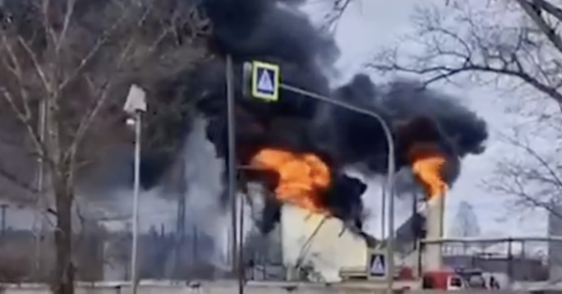 У Курській області рф після атаки безпілотника спалахнув склад з пальним (відео)