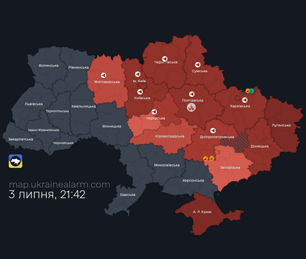 карта повітряних тривог