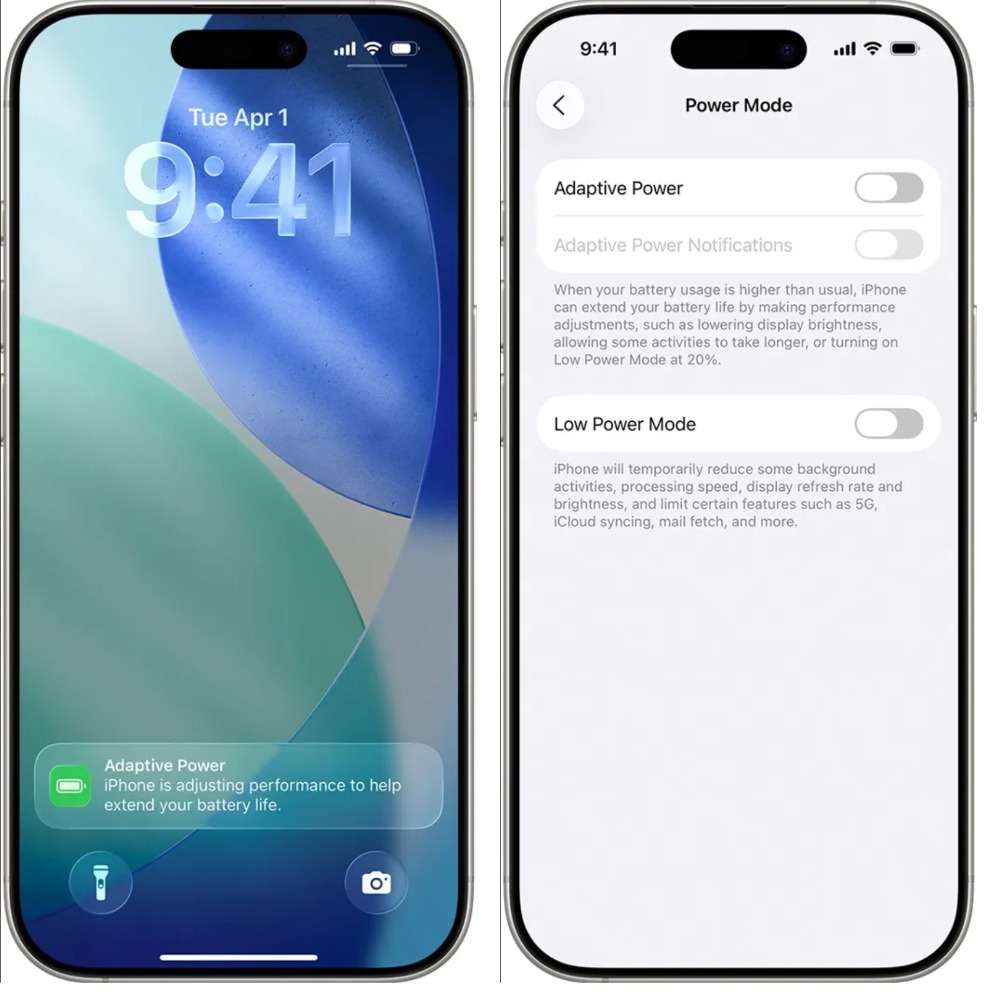 Як увімкнути Adaptive Power на iOS 26
